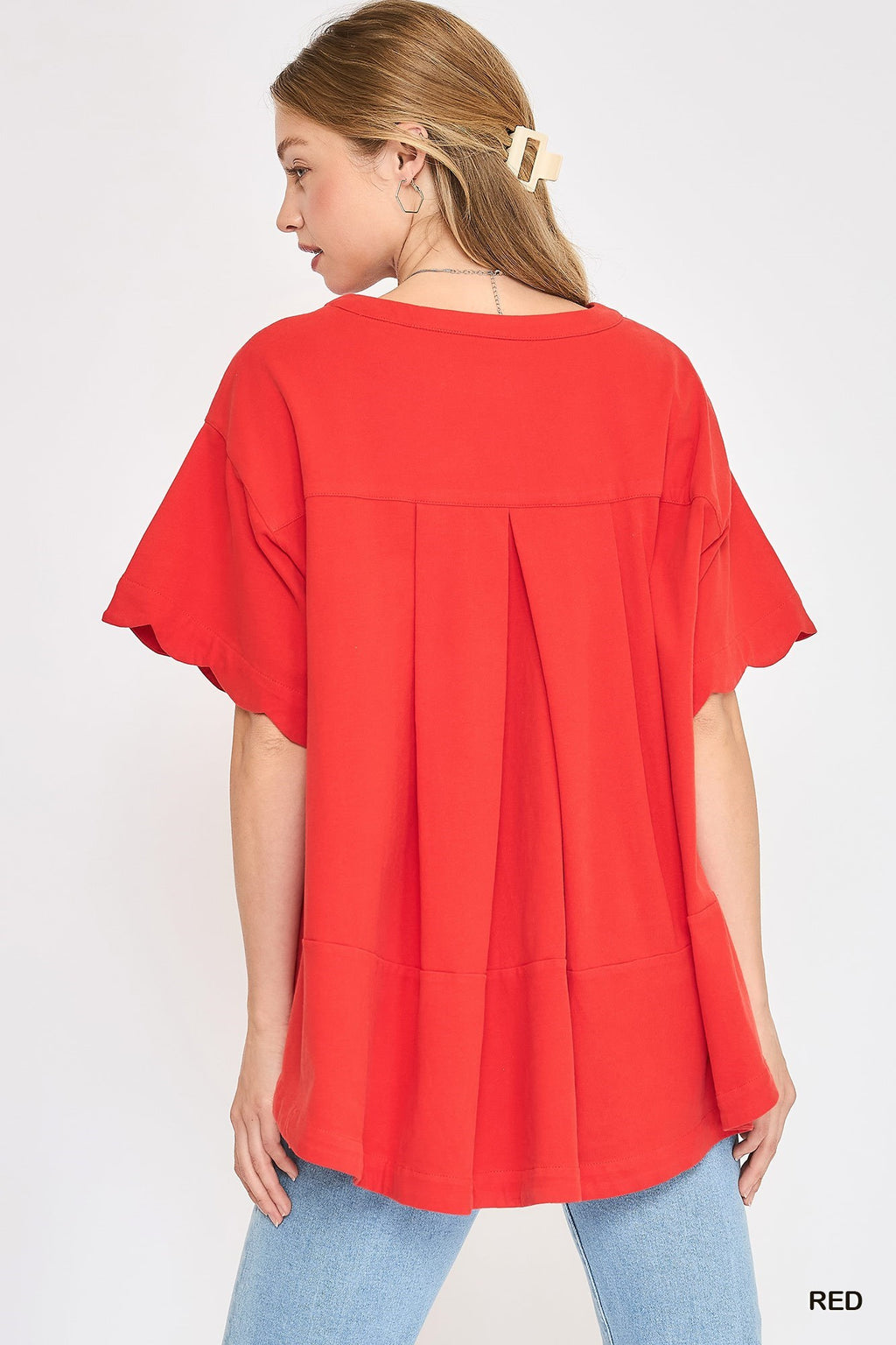 "Rosa" Scalloped Top with Pleats in Back, 2 colors - The Katie Grace Boutique