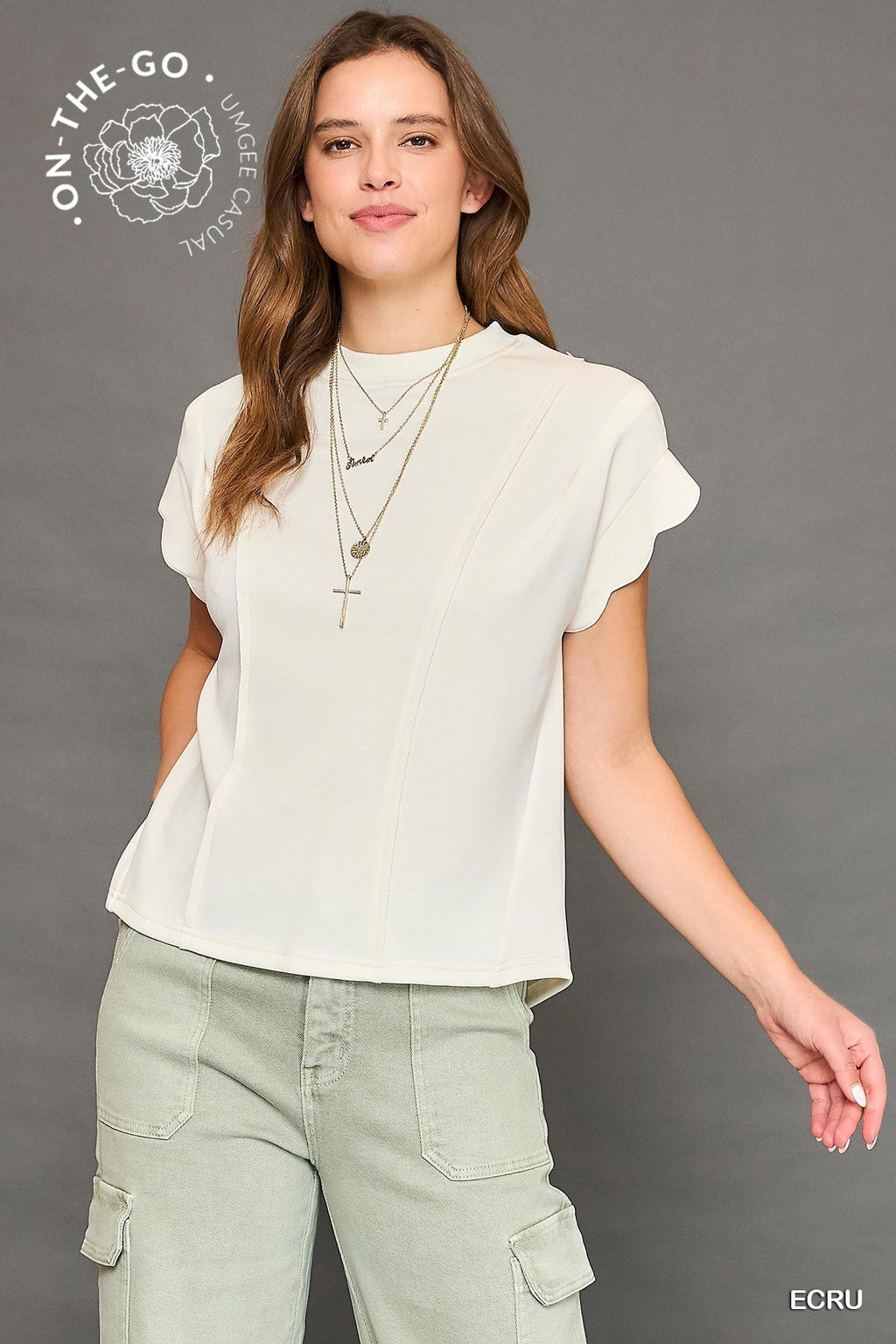 "Tanya" Scalloped Sleeve Top, 3 colors - The Katie Grace Boutique