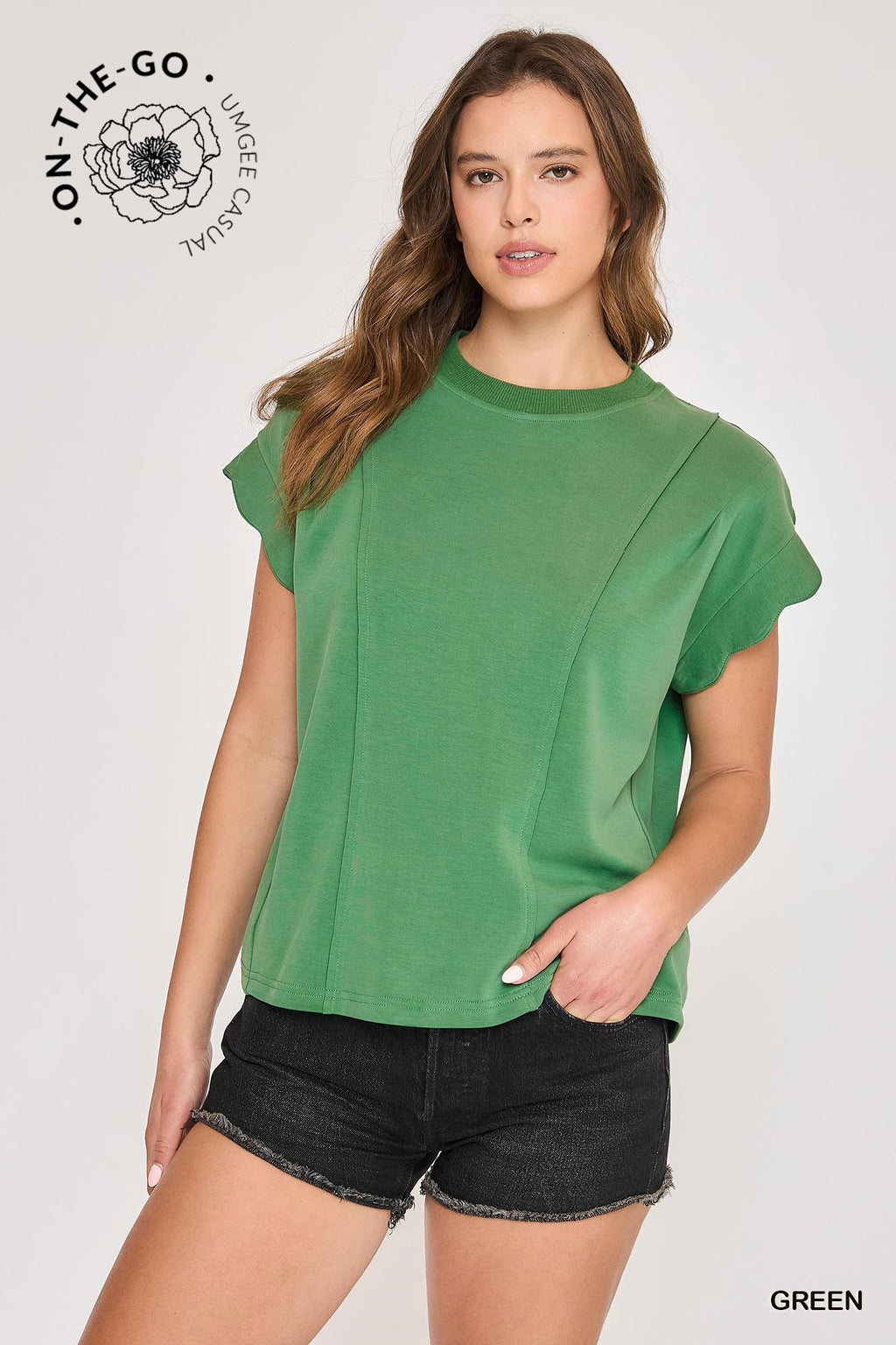 "Tanya" Scalloped Sleeve Top, 3 colors - The Katie Grace Boutique