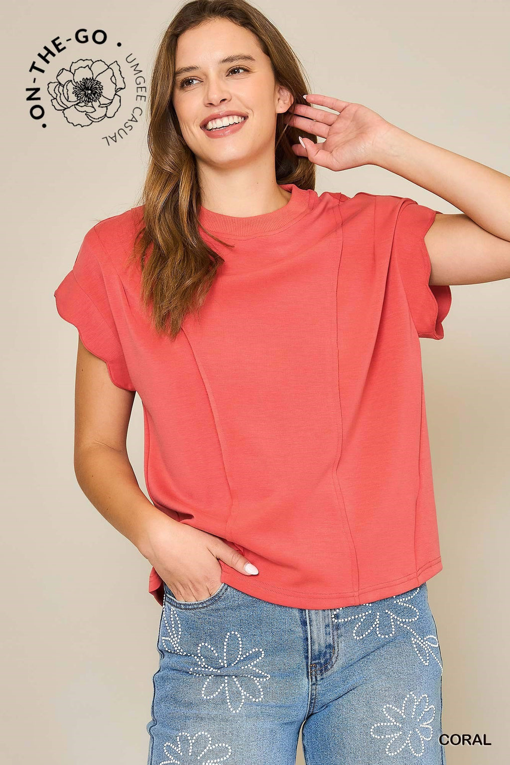 "Tanya" Scalloped Sleeve Top, 3 colors - The Katie Grace Boutique