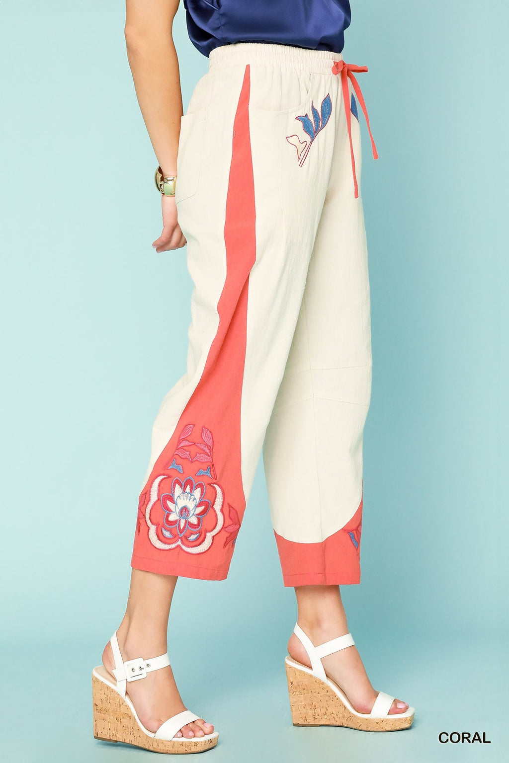 "Alicia" Embroidered Pants, 2 colors - The Katie Grace Boutique