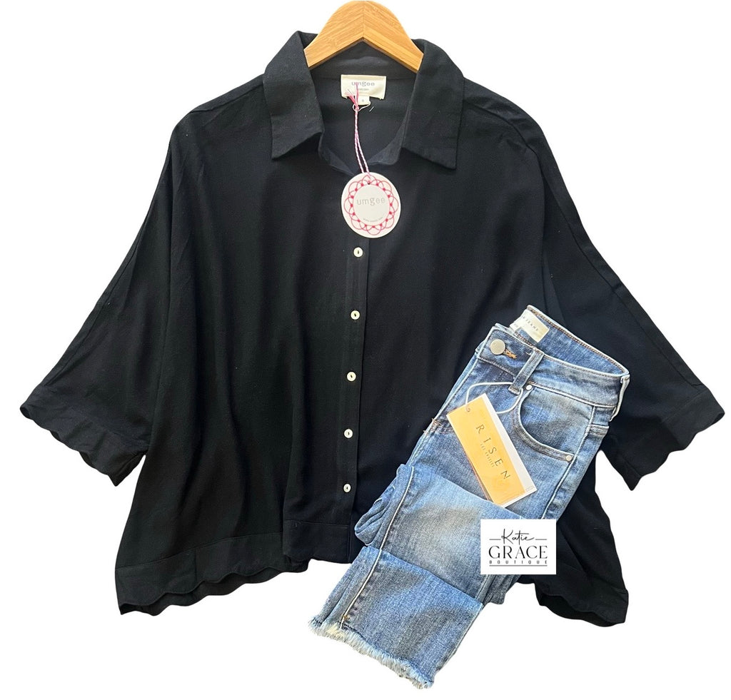 "Ellie" Oversized Dolman Blouse - The Katie Grace Boutique