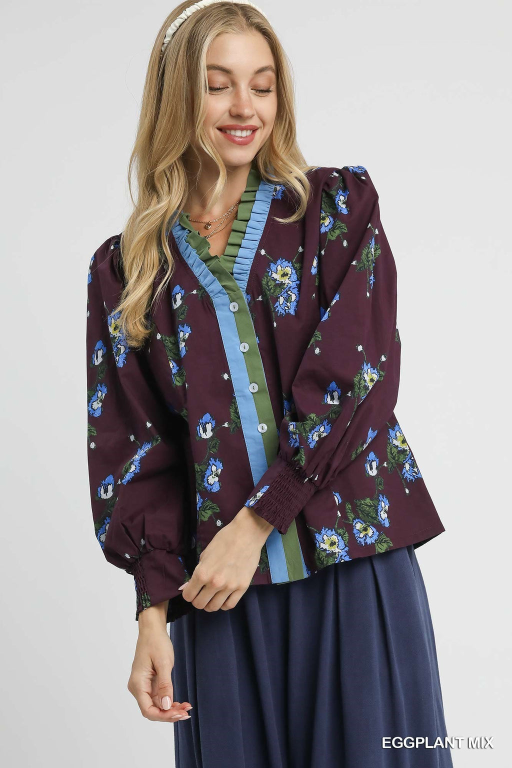 "Greta" Button Down Blouse - The Katie Grace Boutique