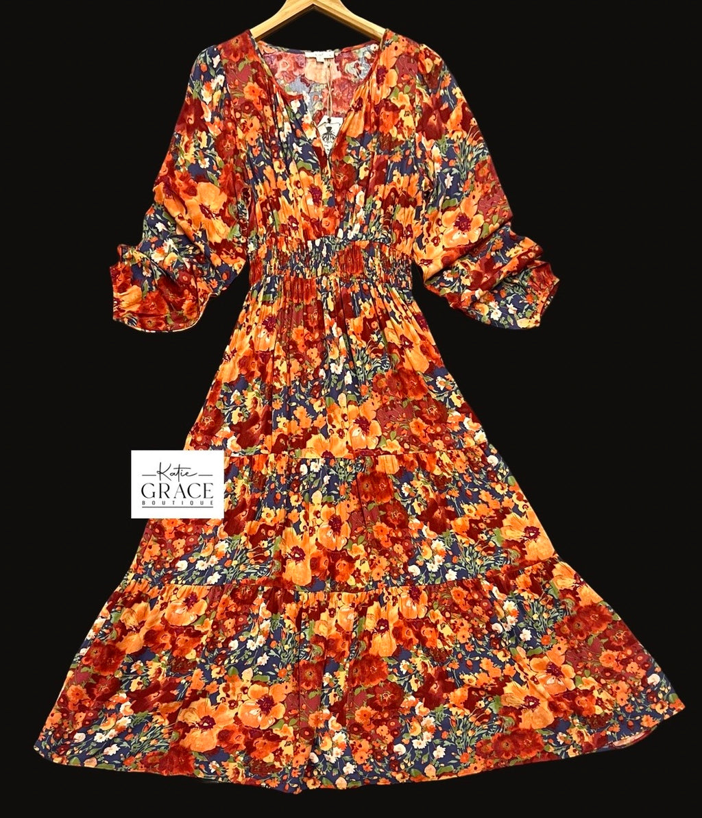 "Autumn" Floral Dress - The Katie Grace Boutique