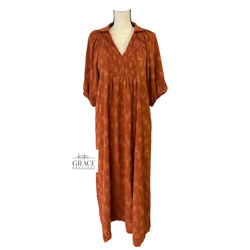 "Emily" Jacquard Midi Dress - The Katie Grace Boutique