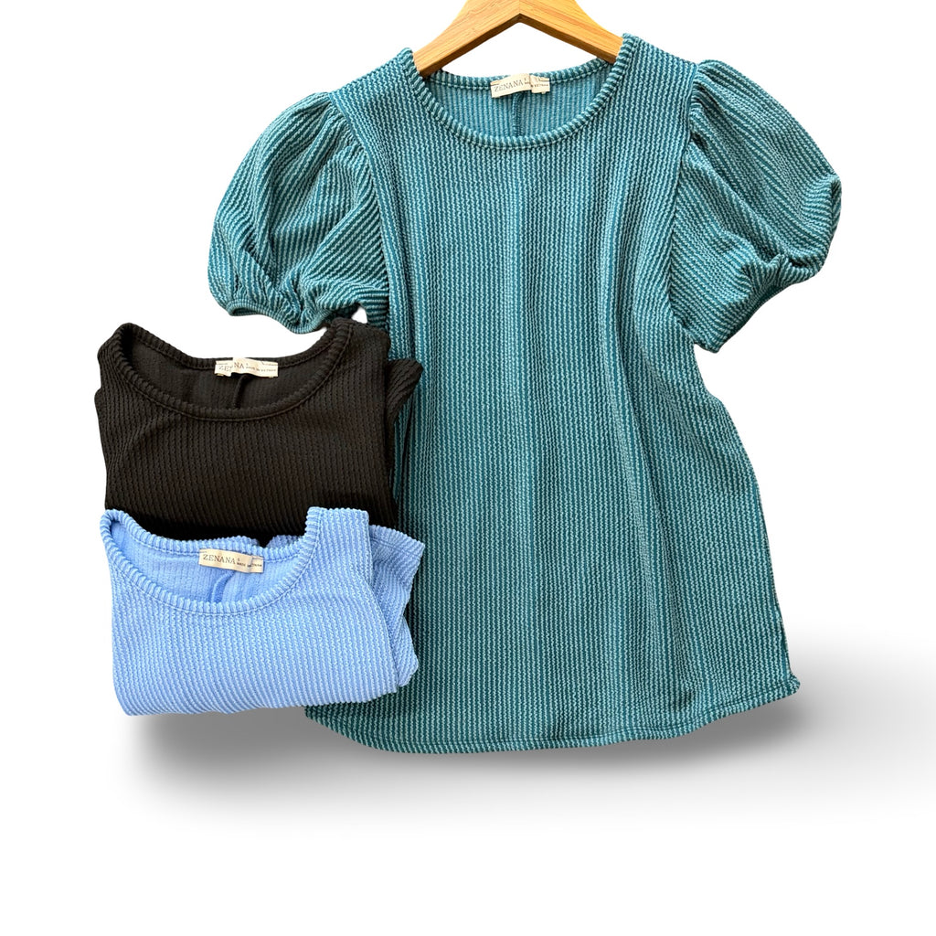 "Anna" Curly Ribbed Top, 3 colors - The Katie Grace Boutique
