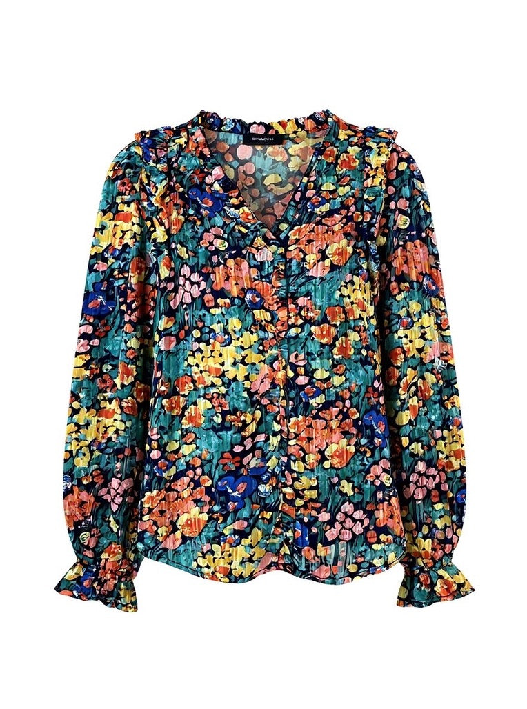 "Cobalt" Floral Blouse