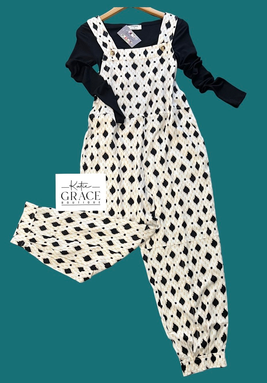 "Noa" Patterned Overalls - The Katie Grace Boutique