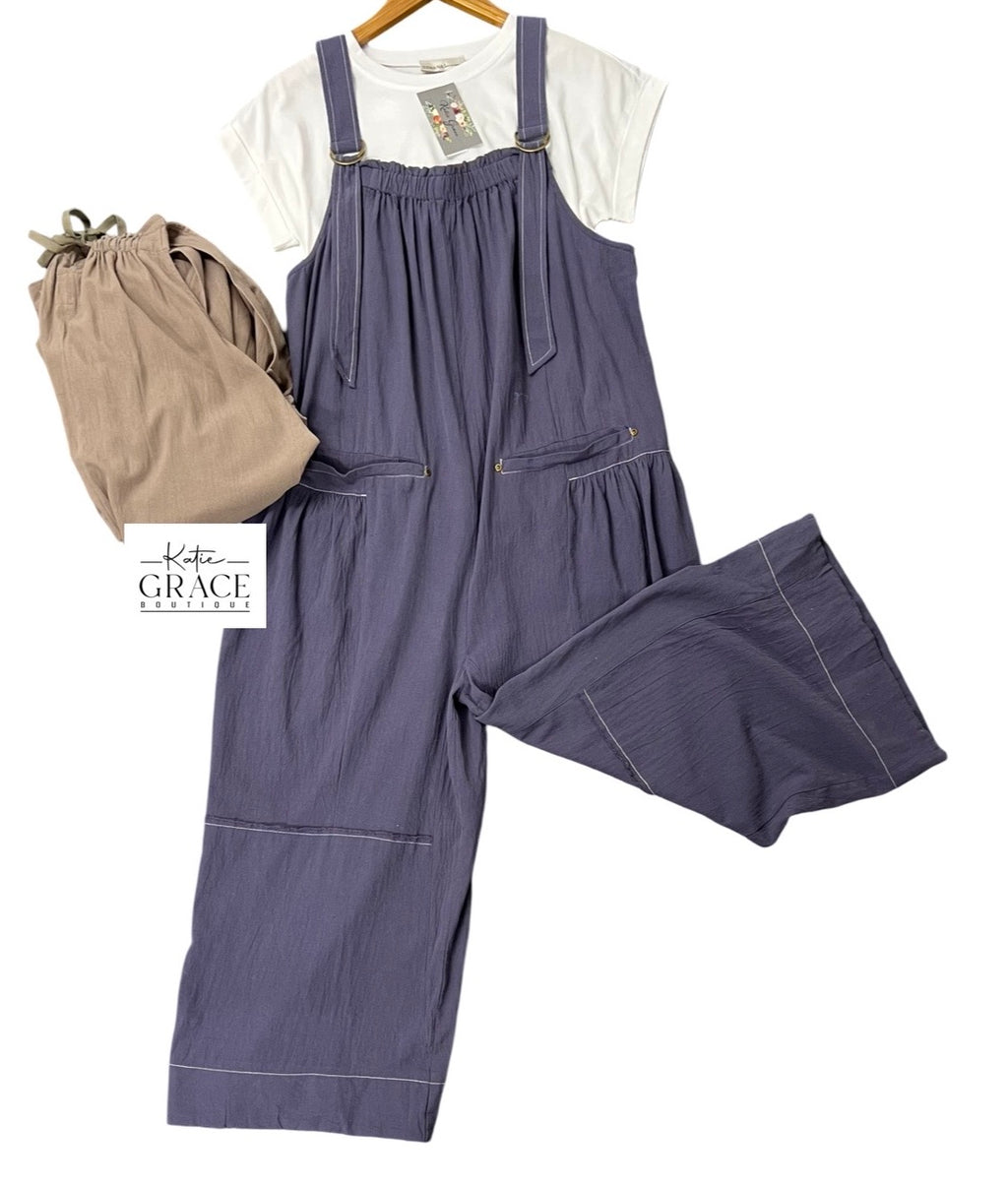 "Rochelle" Cotton Overalls, 2 colors - The Katie Grace Boutique