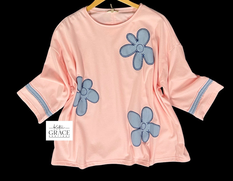 "Sarah"Flower Applique' Top