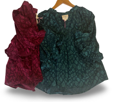 "Gina" Animal Design Blouse , 2 Colors - The Katie Grace Boutique