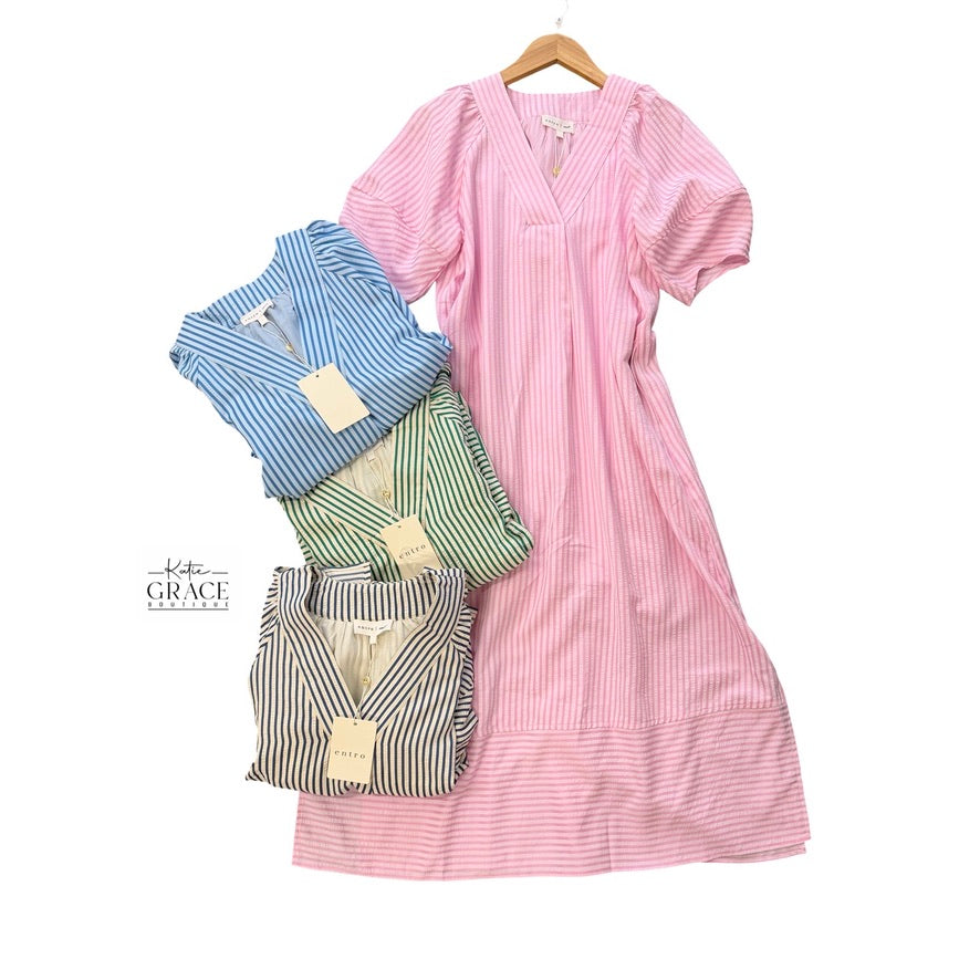 "Chasely" Striped Dress, 4 colors - The Katie Grace Boutique