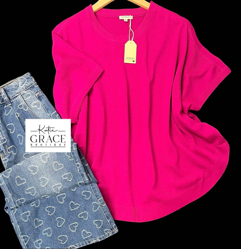 "Tessa" Half Sleeve Dolman Sweater - The Katie Grace Boutique