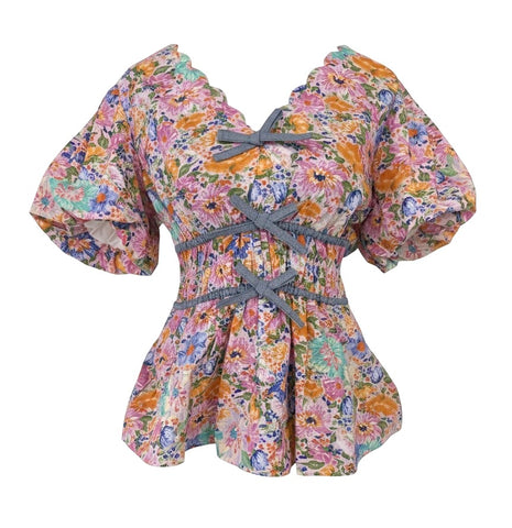 "Astrid"  Smocked Peplum Blouse - The Katie Grace Boutique