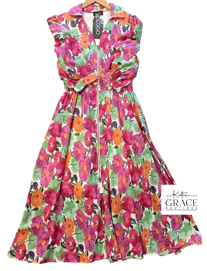 "Carmen" Floral Midi Dress - The Katie Grace Boutique