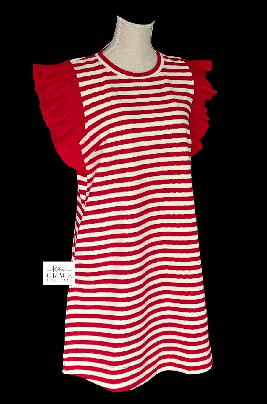 "June" Striped Dress, Red - The Katie Grace Boutique