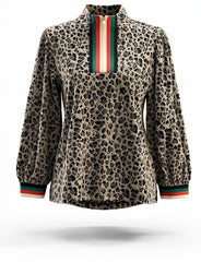 "Simone" Leopard Print with Gucci Stripes - The Katie Grace Boutique