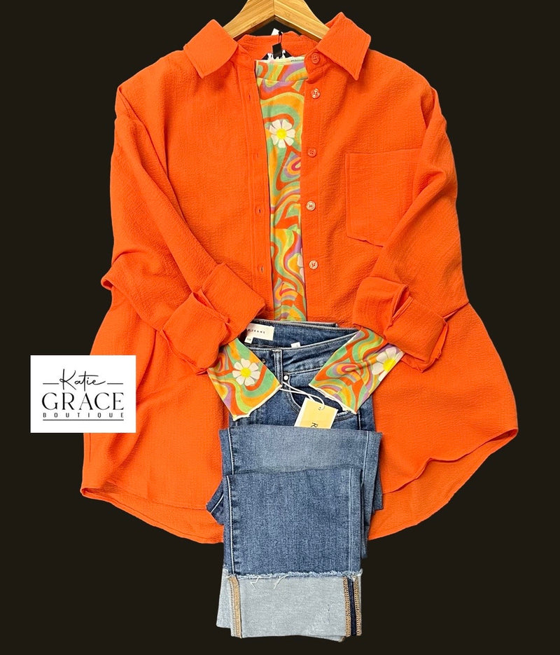 "Jazlyn" Oversized Button Down Blouse - The Katie Grace Boutique