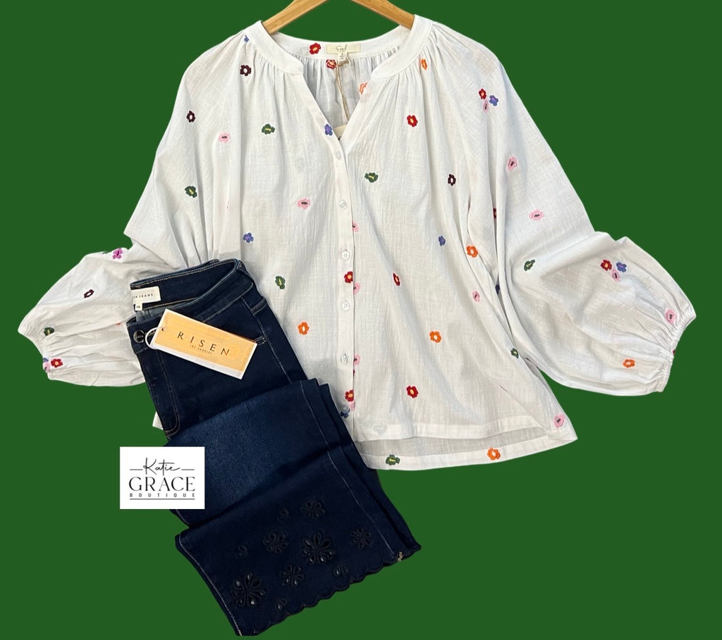 "Daisy" Embroidered Blouse