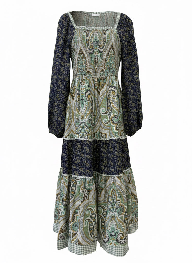 "Anna" Midi Smocked Dress - The Katie Grace Boutique