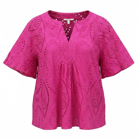 "Evelyn" Eyelet Blouse, Pink - The Katie Grace Boutique