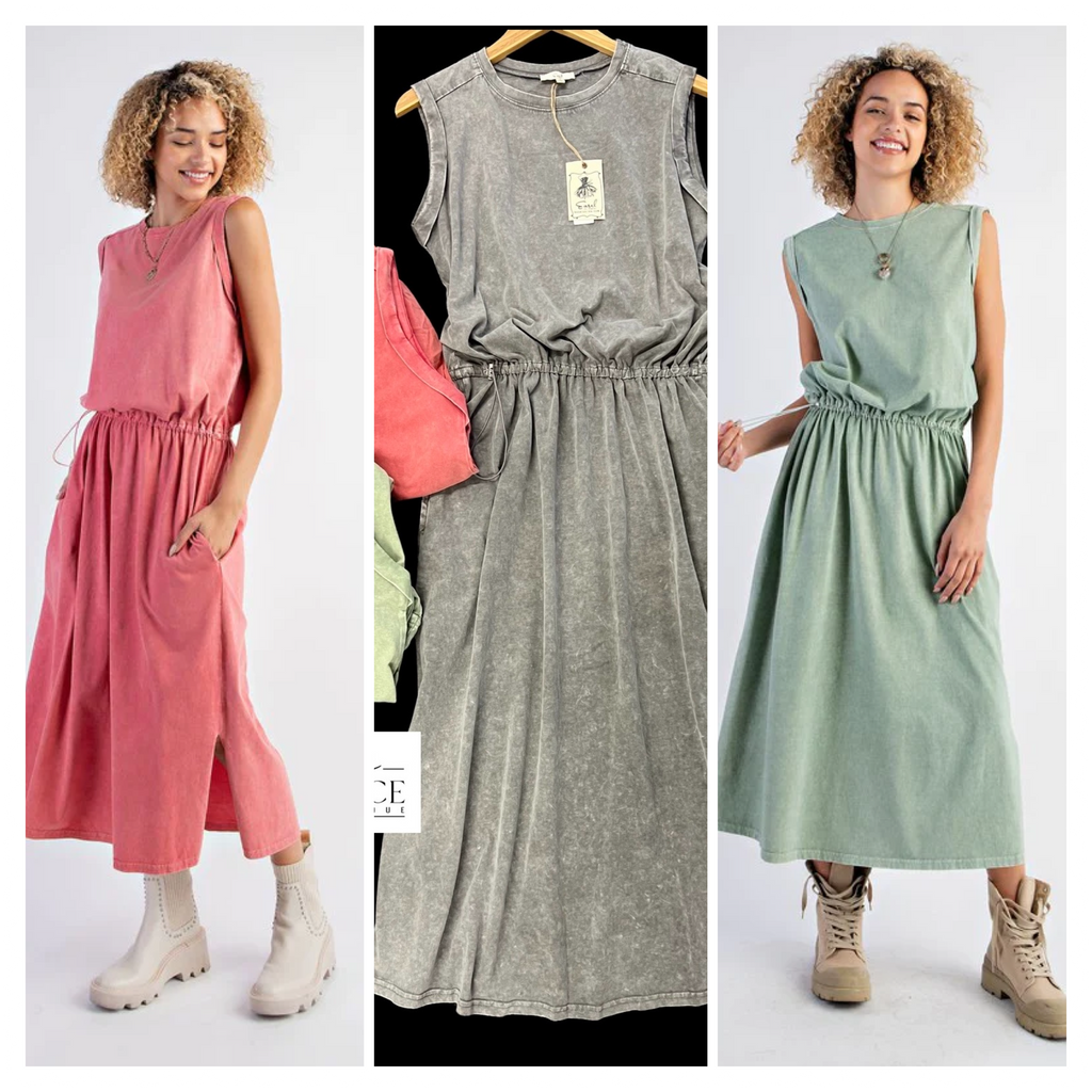 "Calista" Mineral Washed Dress - The Katie Grace Boutique