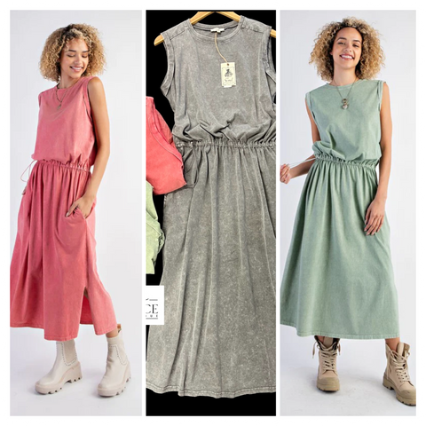 "Calista" Mineral Washed Dress - The Katie Grace Boutique