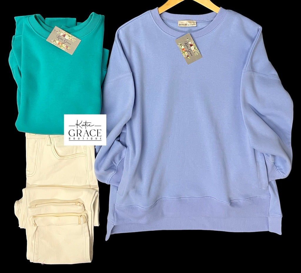 "Maddie" Fleece Lined Pullover with Pockets, 2 colors - The Katie Grace Boutique