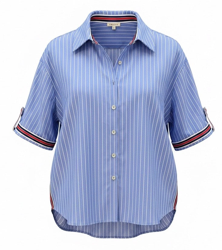"Nell" Striped Button Top