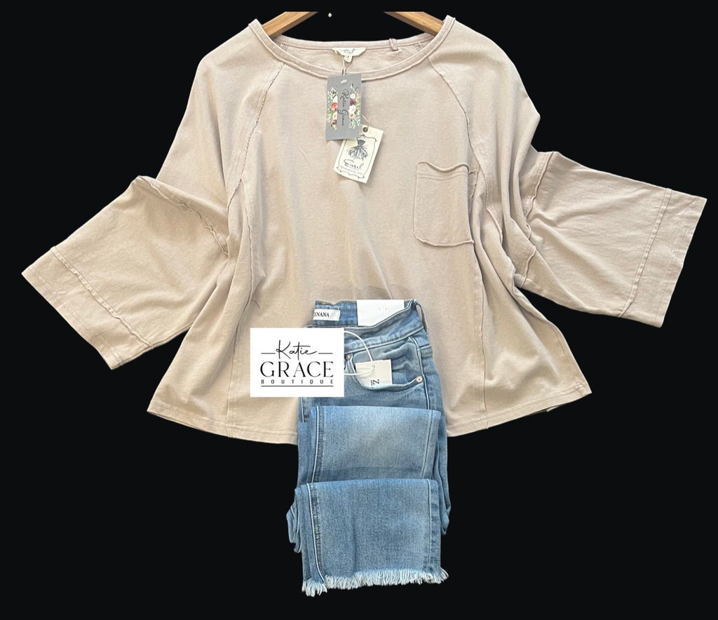 "Eden" Mineral Washed Top - The Katie Grace Boutique