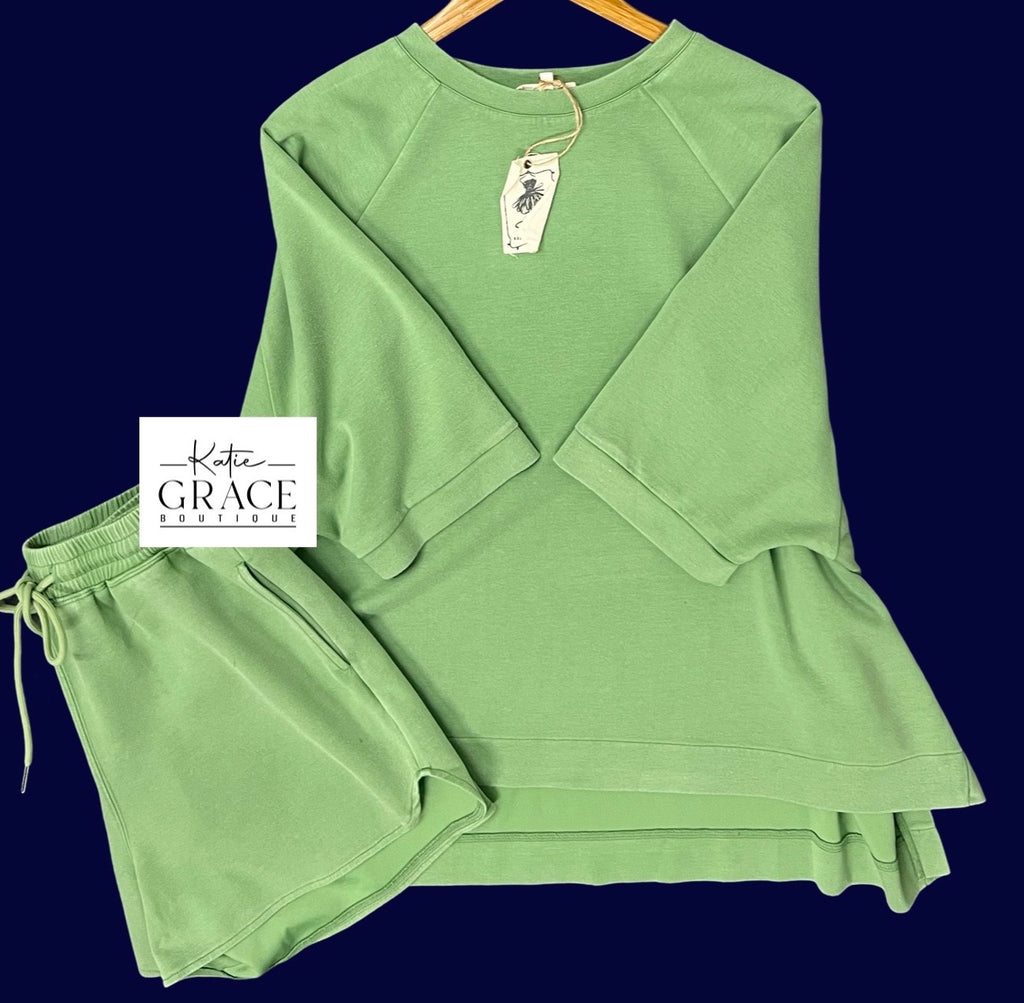 "Jilly" Matching Separates, Green - The Katie Grace Boutique