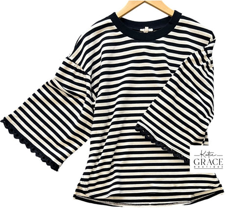 "Bianca" Striped Top - The Katie Grace Boutique