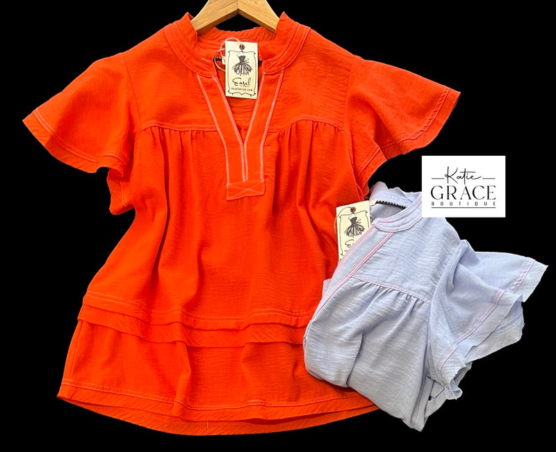 "Lissa" V neck Blouse, 2 colors - The Katie Grace Boutique