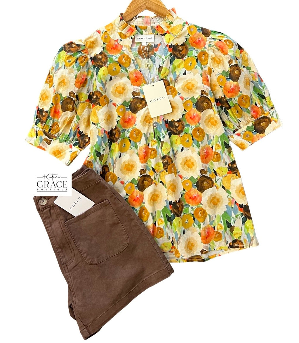 "Flora" Floral Blouse - The Katie Grace Boutique