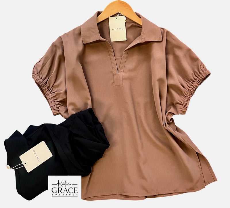 "Lane" Collared Blouse, 2 colors - The Katie Grace Boutique