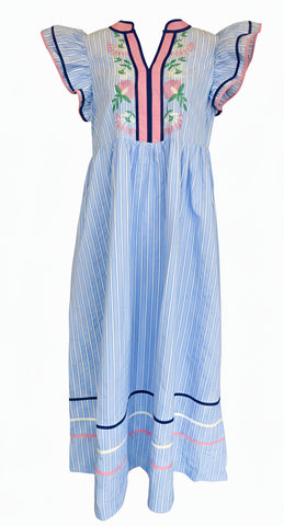 "Caroline" Embroidery Midi Dress