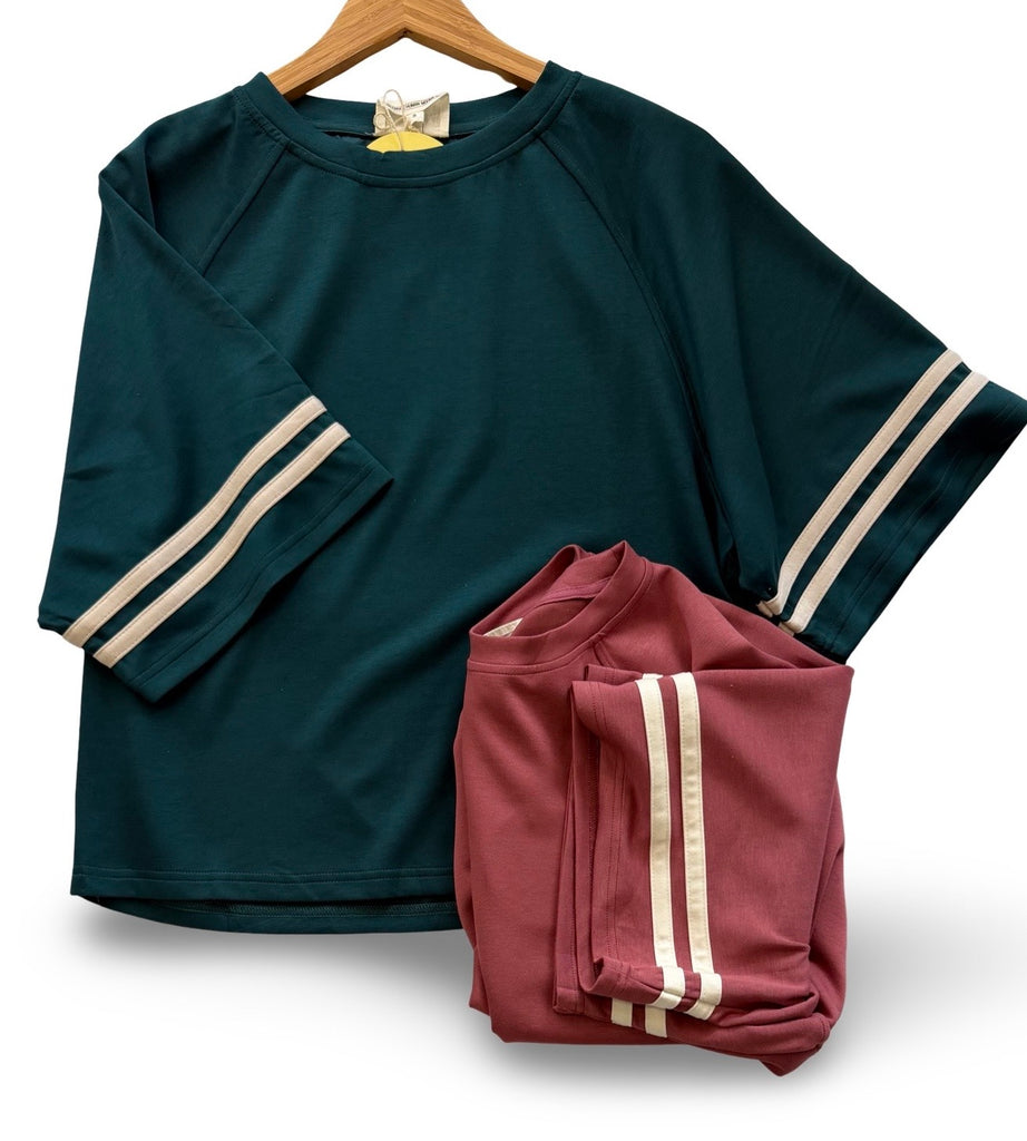 "Macy" Luxe Knit Top with Stripe