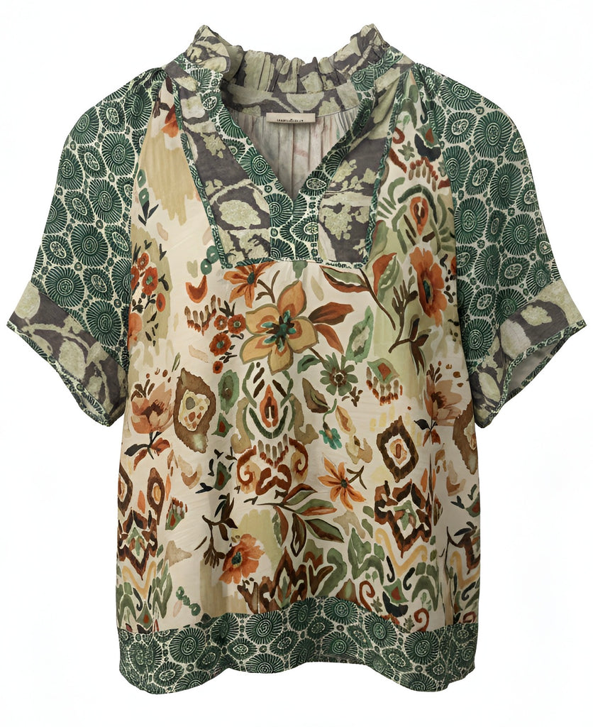 "Goldie" Mixed Print Blouse