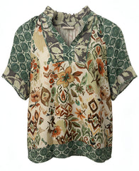"Goldie" Mixed Print Blouse