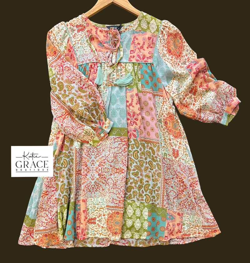 "Paisleigh" Mixed Print Dress - The Katie Grace Boutique