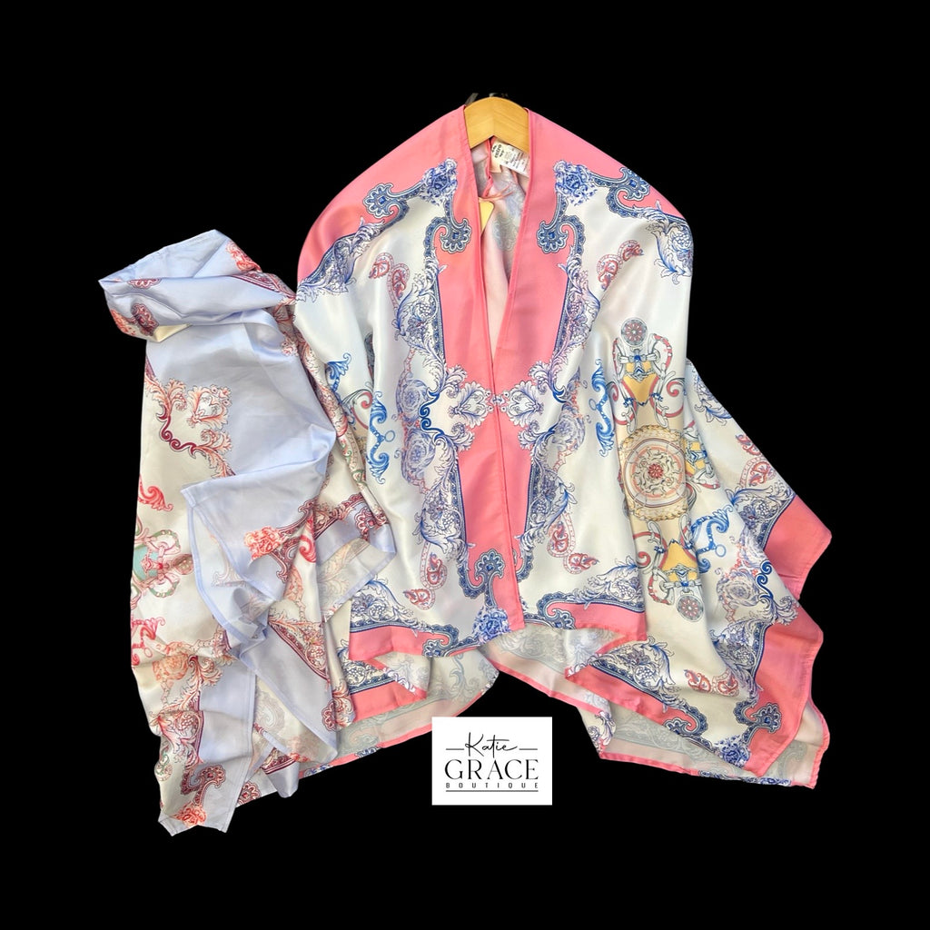 "Cassie" Scarf Print Kimono, 2 color - The Katie Grace Boutique