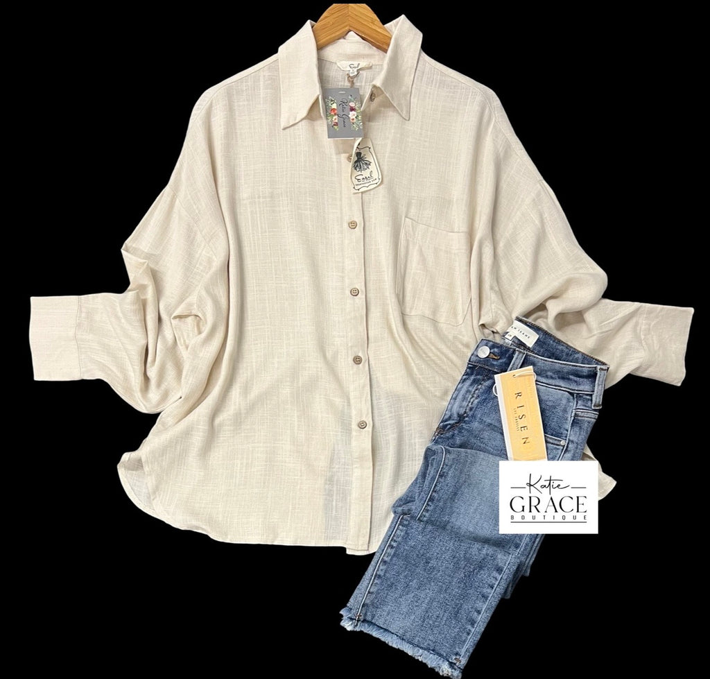 "Elliana" Perfect Button Down Blouse - The Katie Grace Boutique