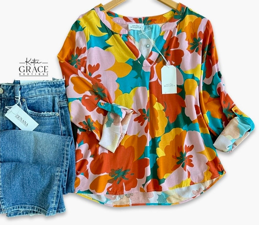 Kate" Floral Blouse - The Katie Grace Boutique