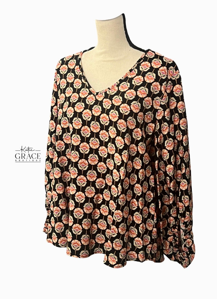 "Deidre" Poets Sleeve Blouse - The Katie Grace Boutique