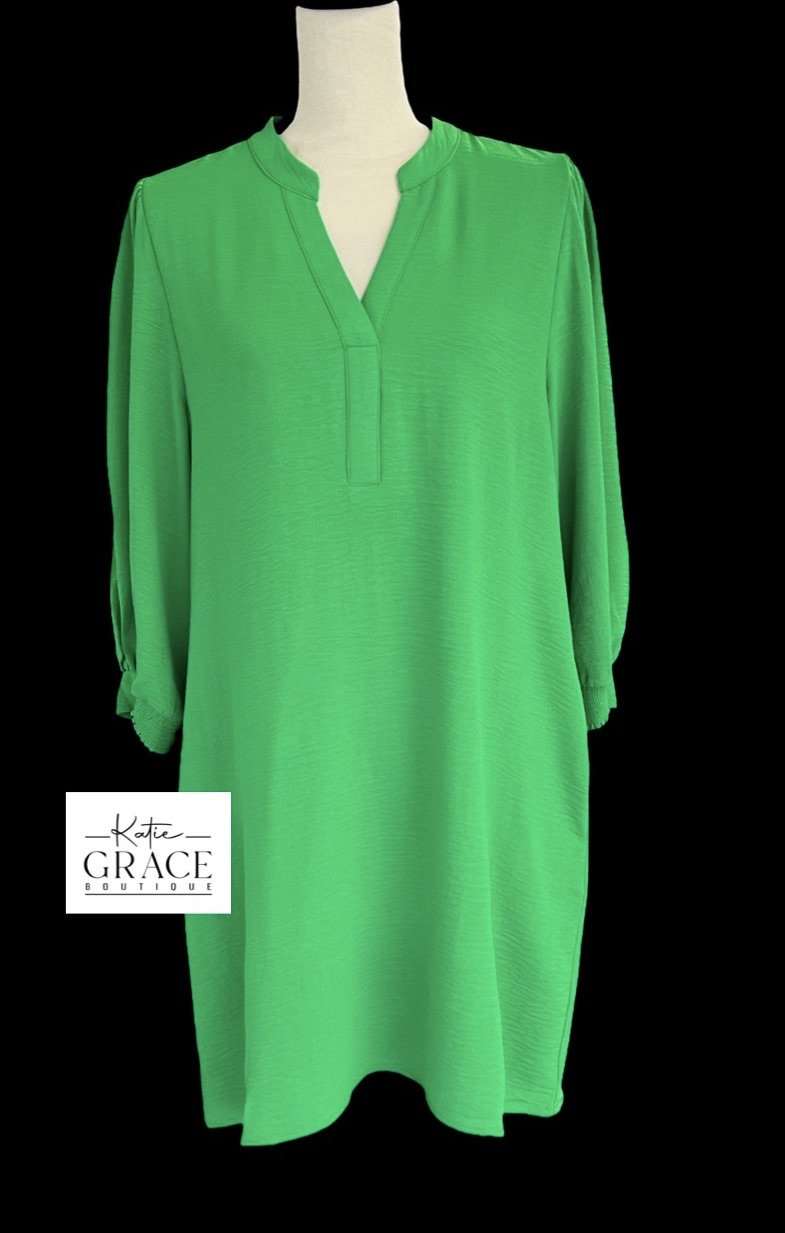 "Alaina" Notched Neckline Dress - The Katie Grace Boutique