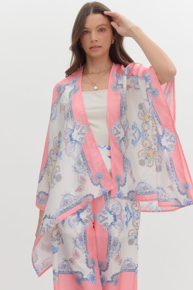 "Cassie" Scarf Print Kimono, 2 color - The Katie Grace Boutique