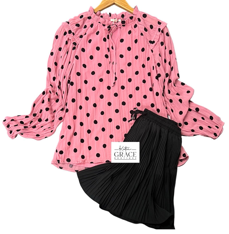 "Gia" Polka Dot Blouse - The Katie Grace Boutique