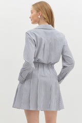 "Saylor" Striped Pleated Dress - The Katie Grace Boutique