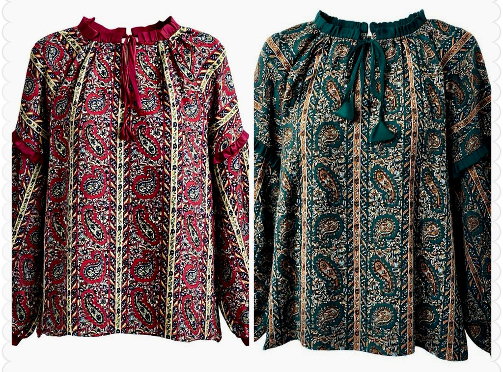 "Polly"  Paisley Blouse, 2 colors - The Katie Grace Boutique