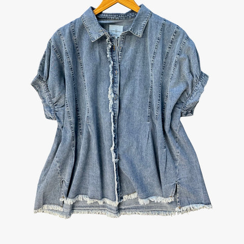 "Sophia" Oversized Denim Top - The Katie Grace Boutique